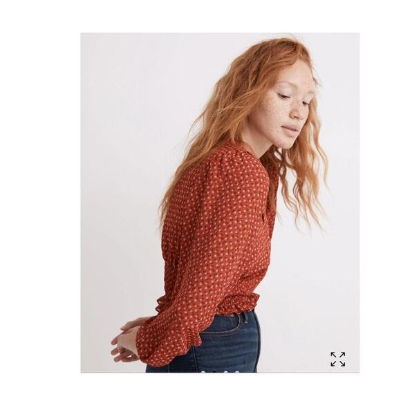 NWT! MADEWELL Julianne Smocked-Waist Top - Picture 7 of 14